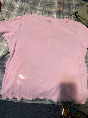 Time and Tru Light Pink Ribbed Crewneck Top